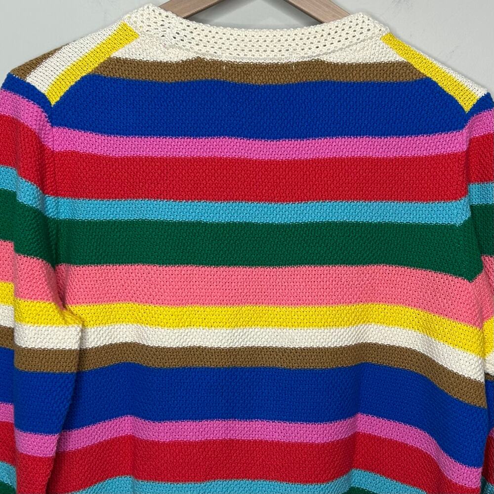 Boden Callie Crochet Trim Sweater Size L Rainbow Pullover Long Sleeves - Picture 7 of 9